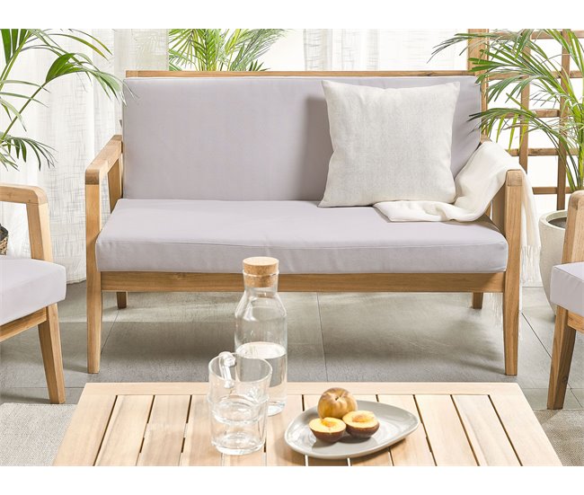 Beliani Conjunto de jardín Madera de acacia PALLANO Cinza Escuro