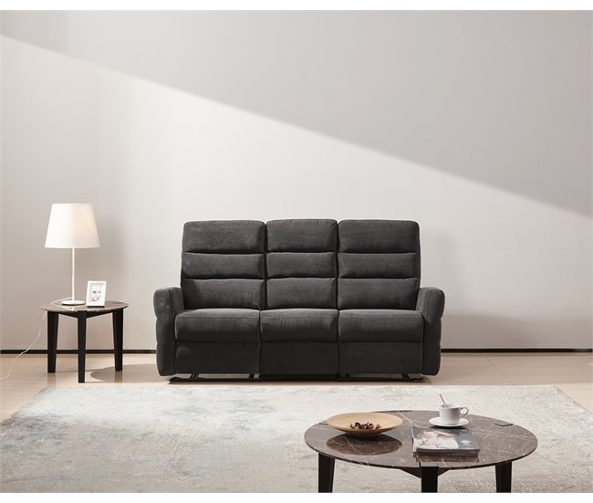 Sofá 3 lugares relax manual ZEUS cor cinza Cinza