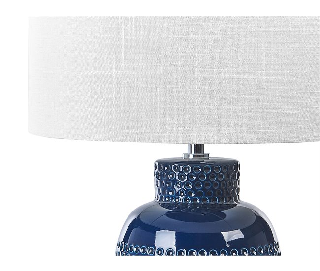 Beliani Lámpara de mesa PERLIS Azul Marino
