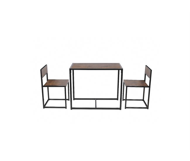 Conjunto mesa fixa e 2 cadeiras de cozinha DUO I Preto/ Madeira
