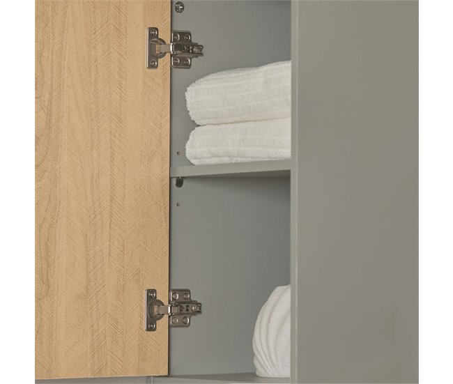 Armário de casa de banho alto com 2 portas BZR131-NG SoBuy Cinza