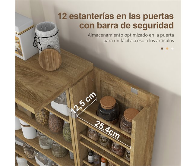 Armário para Cozinha MDF e Vime HOMCOM, casa - cozinha Castanho