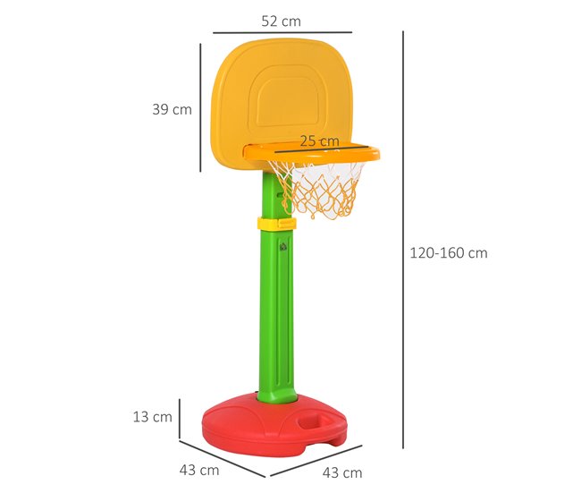 Cesta de Basquetebol Infantil HDPE, PP HOMCOM Multicor