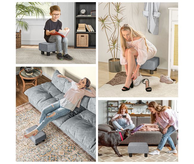 Apoio para os Pés Poliéster HOMCOM, casa - quarto Cinza