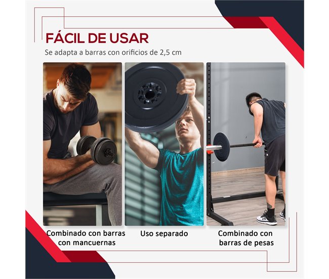 4 Discos de peso Plástico, Areia, Cimento HOMCOM Preto