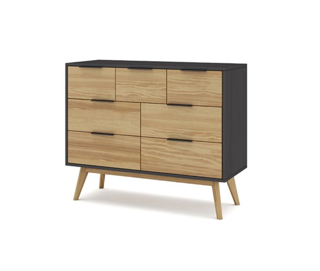 Cômoda de 120cm com 4 gavetas grandes e 3 gavetas pequenas LAVIS Carvalho