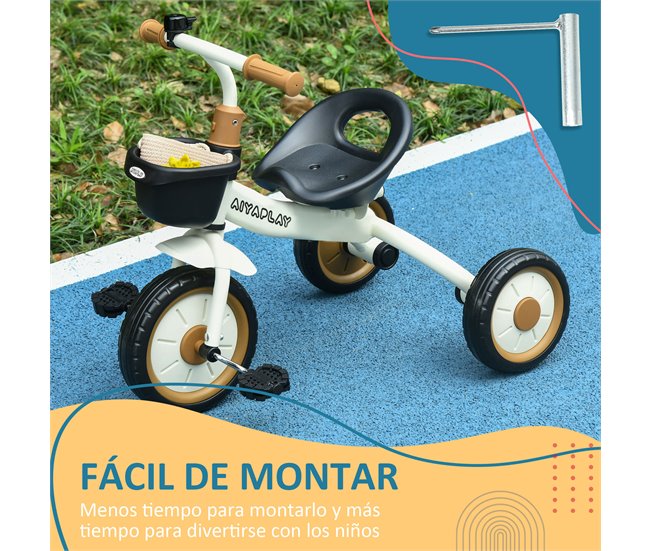 Triciclo para Crianças Metal, EVA, PP e PE AIYAPLAY Branco