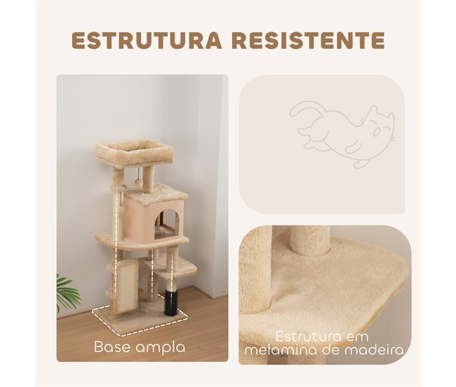 Arranhador para Gatos Melamina de Madeira e Sisal PawHut Cru