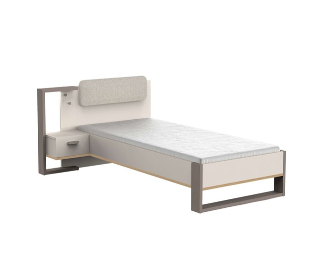 Pacote de cama juvenil com mesa de cabeceira em melamina Camillia Multicor