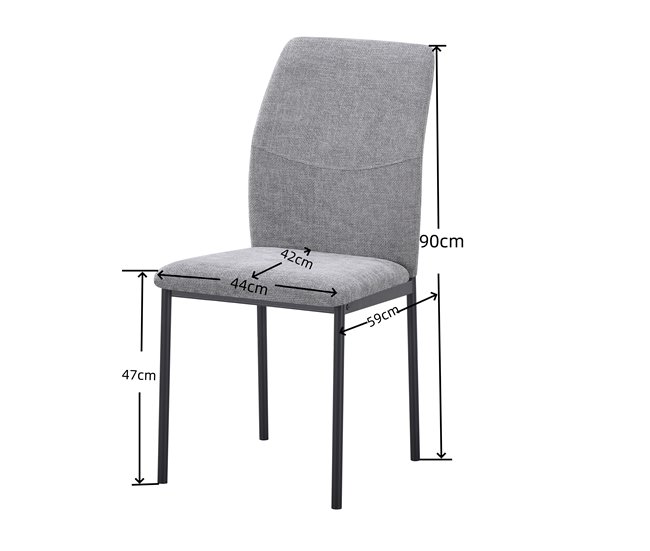 Conjunto de 4 cadeiras MARY cor cinza Cinza