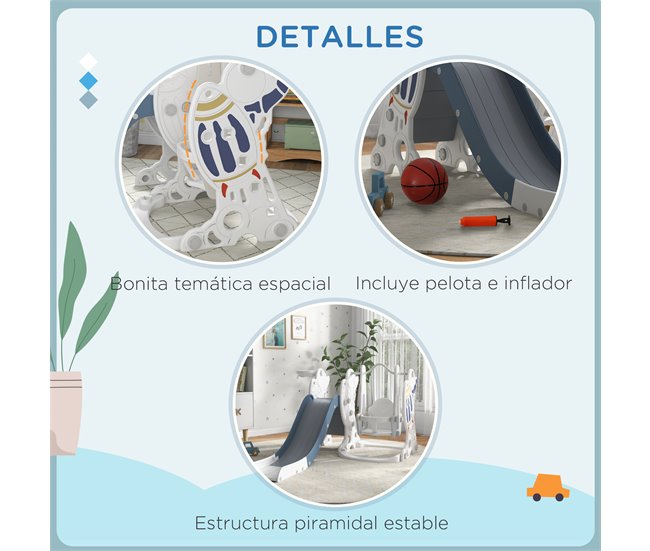 Conjunto de Escorrega e Baloiço PE, PP AIYAPLAY Azul