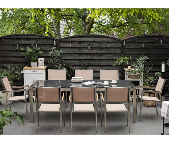 Beliani Conjunto de comedor GROSSETO Cinza