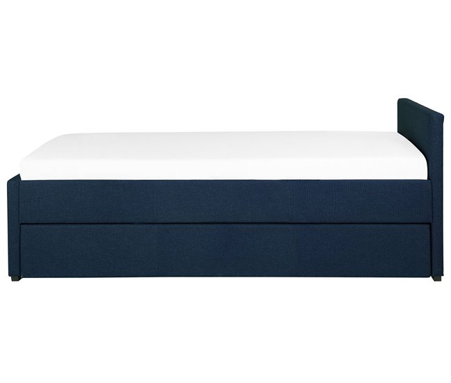 Beliani Cama com estrado Poliéster MARMANDE 86x214 Azul Marino