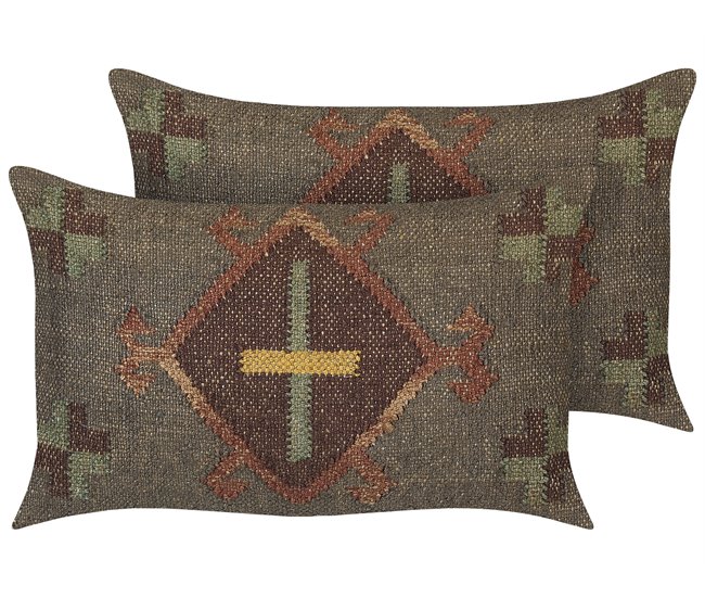 Beliani Almofada decorativa KATORA 30x50 Verde Escuro