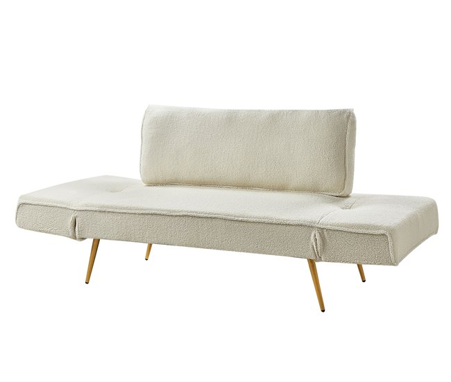 Beliani Sofá-cama Bouclé SAARELA Creme