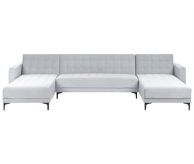 Beliani Sofá modular Terciopelo ABERDEEN Cinza Claro