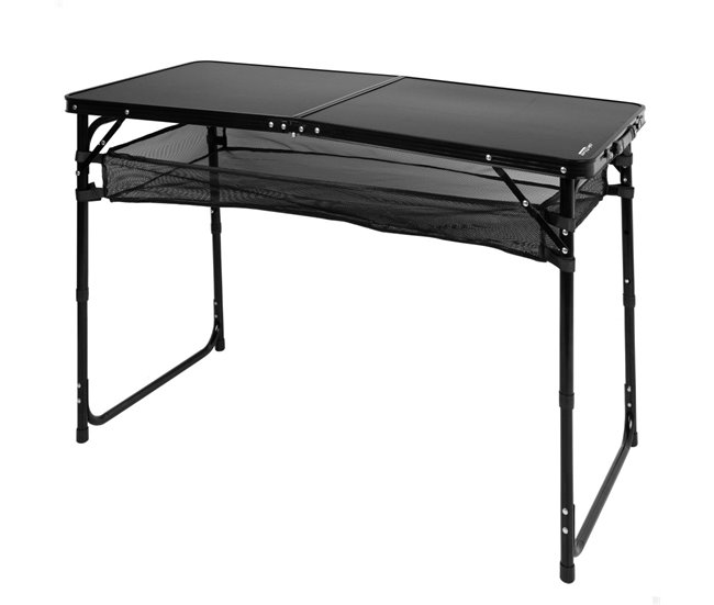 Aktive Mesa de acampamento dobrável, regulável em altura Preto
