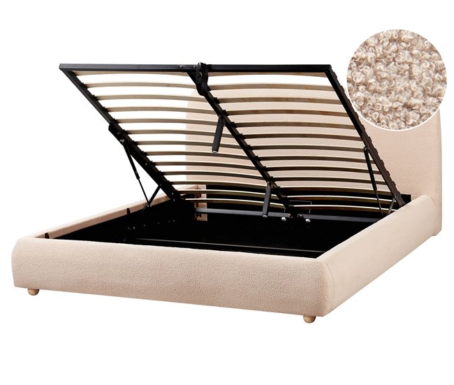 Beliani Cama baú Bouclé BLAGNAC 180x228 Bege