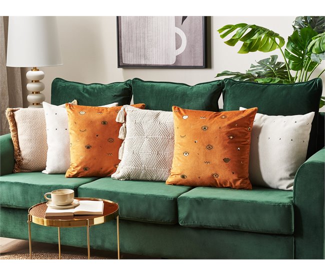 Beliani Almofada decorativa AEONIUM 45x45 Laranja
