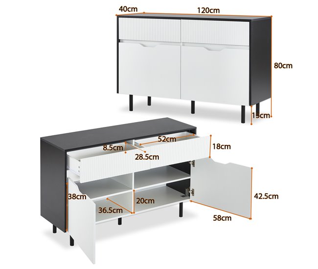 Aparadores Branco/ Preto