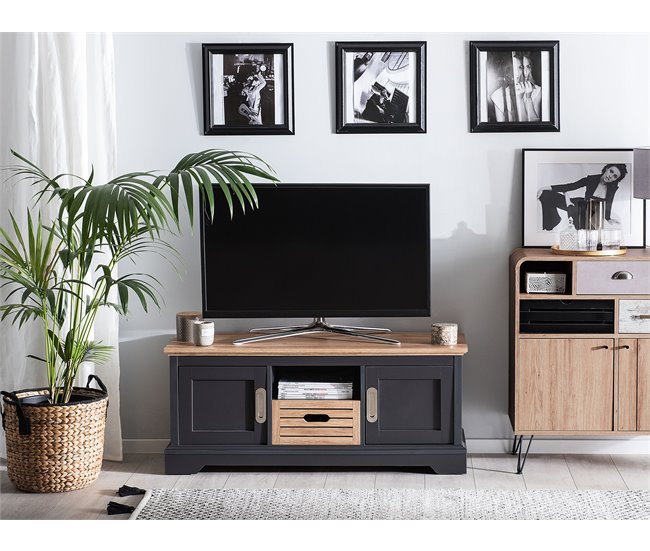 Beliani Mesa de TV GARET 120 Cinza Escuro