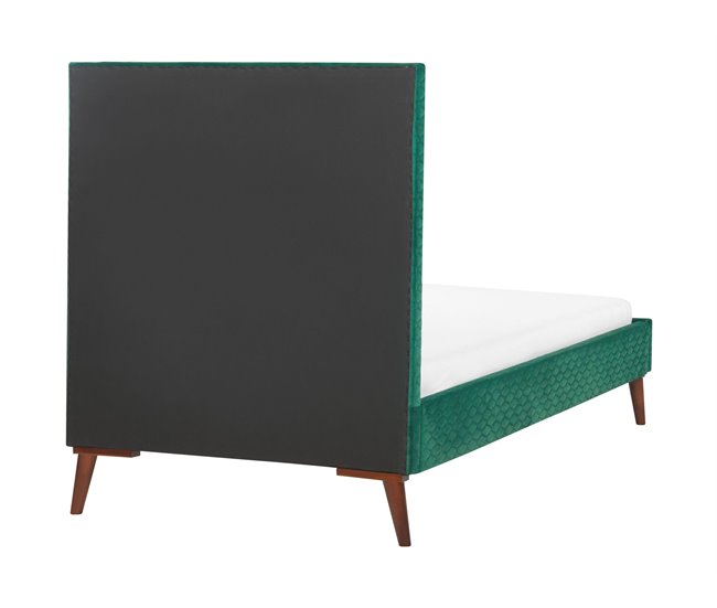 Beliani Cama Veludo BAYONNE 101x212 Branco/ Bege