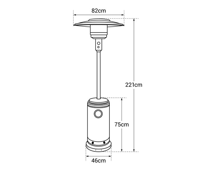 Aquecedor de pátio a gás em aço OSLO Preto