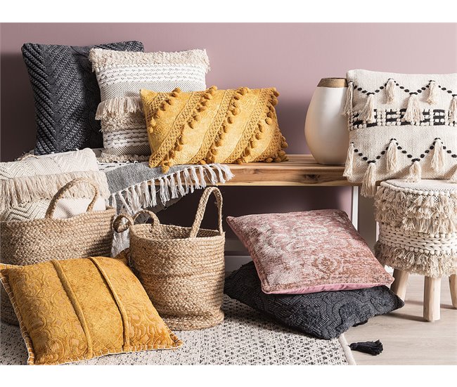 Beliani Almofada decorativa PAIKA Cinza Escuro