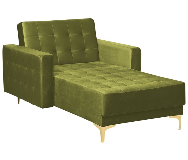 Beliani Chaise longue Veludo ABERDEEN Verde