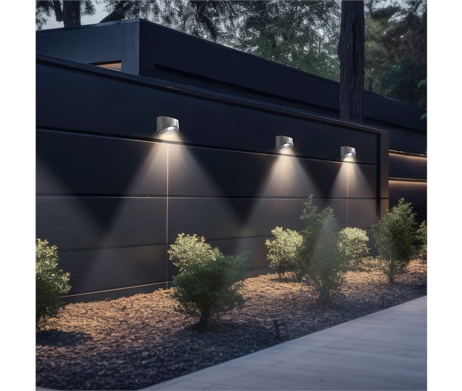 Aktive Conjunto de 4 apliques solares LED de parede 5-10 lúmens Cinza
