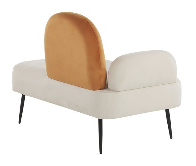 Beliani Chaise longue versão à esquerda Veludo ARCEY Branco