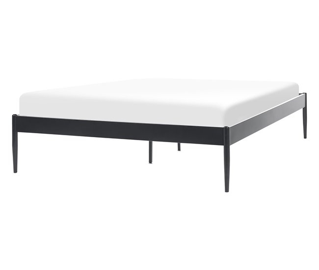 Beliani Cama com estrado Aço VAURS 147x206 Branco