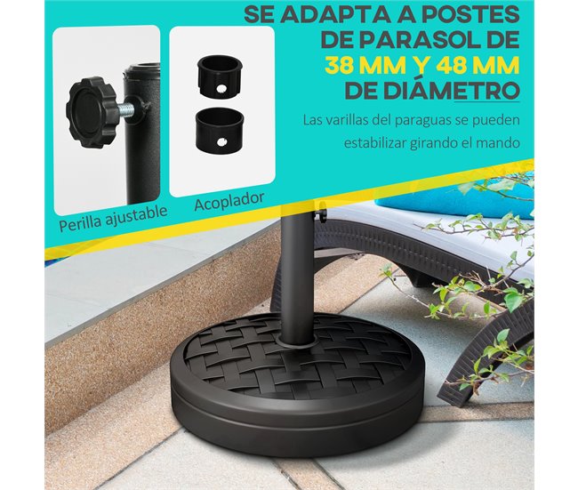 Base Chapéu de Sol HDPE, concreto, aço Outsunny Preto
