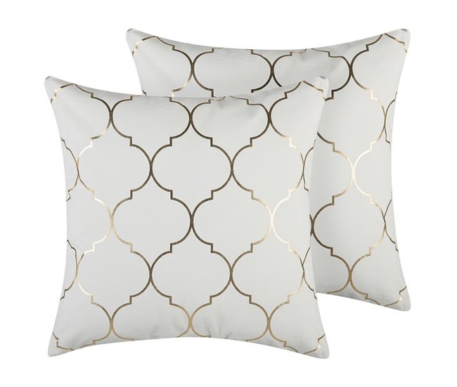 Beliani Cojín decorativo ALYSSUM 45x45 Branco/ Bege