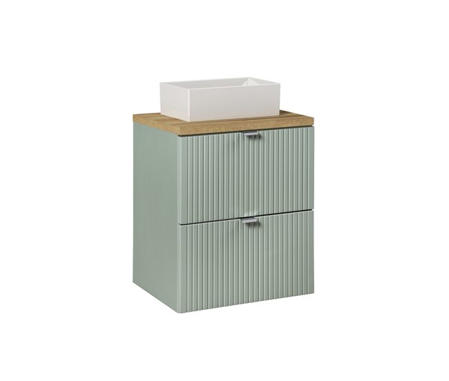 Móvel de lavatório simples 2 gavetas e pedestal Jade Verde