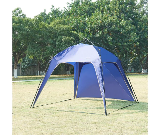 Barendrecht Gazebo de jardim LED com módulo solar 250x250 Azul