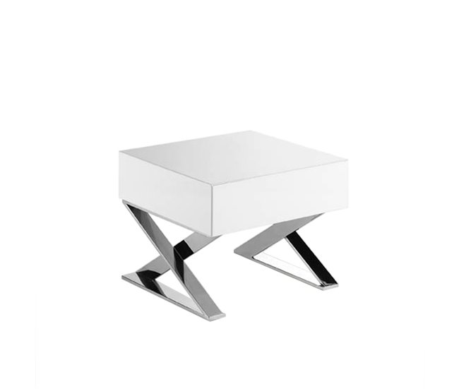 ANGEL CERDA Mesa de cabeceira com pernas de aço Branco