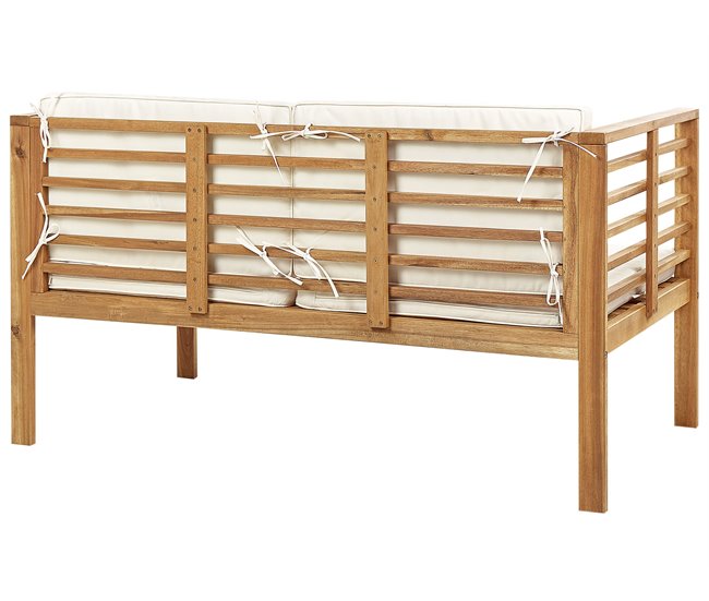 Beliani Conjunto lounge Madeira de acácia PACIFIC Branco/ Bege
