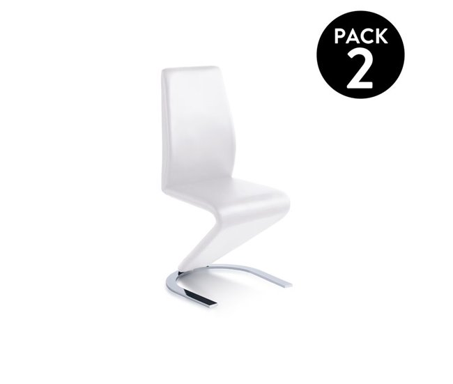 Pack 2 cadeiras de jantar Rin simile leather Branco