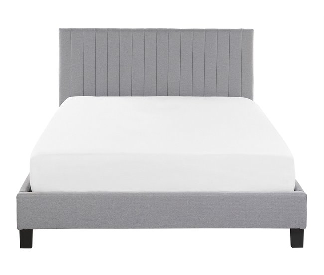 Beliani Cama com estrado Poliéster POITIERS 151x215 Cinza Claro