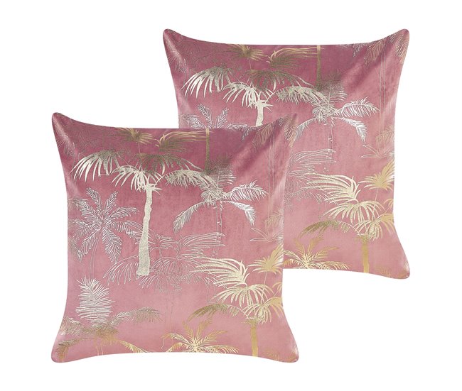 Beliani Almofada decorativa CARANDAY Rosa