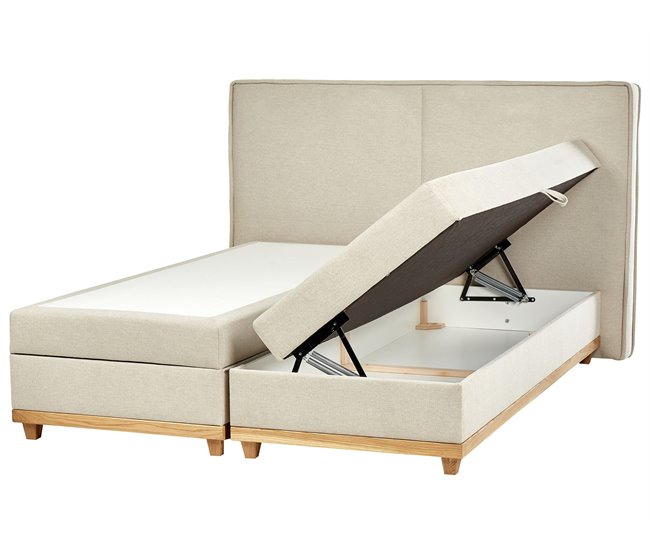 Beliani Cama continental con almacenaje Poliéster DYNASTY 200x217 Bege
