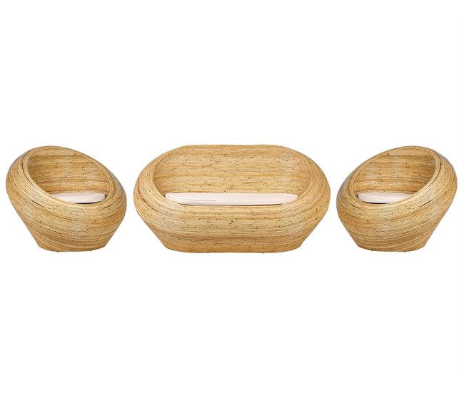 Beliani Conjunto lounge Rattan/vime MAIORI Natural