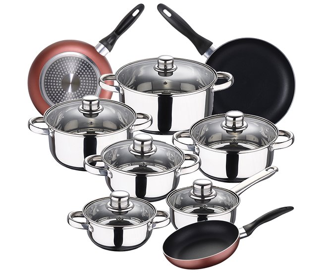 Bateria de cozinha 12 peças com jogo de patch Multicor
