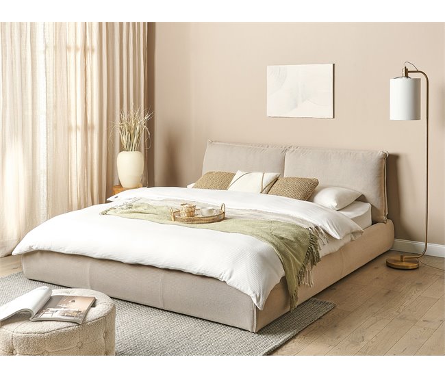 Beliani Cama Poliéster VINAY 196x233 Areia