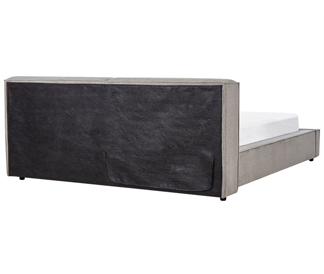 Beliani Cama Poliéster LINARDS 230x242 Castanho Claro