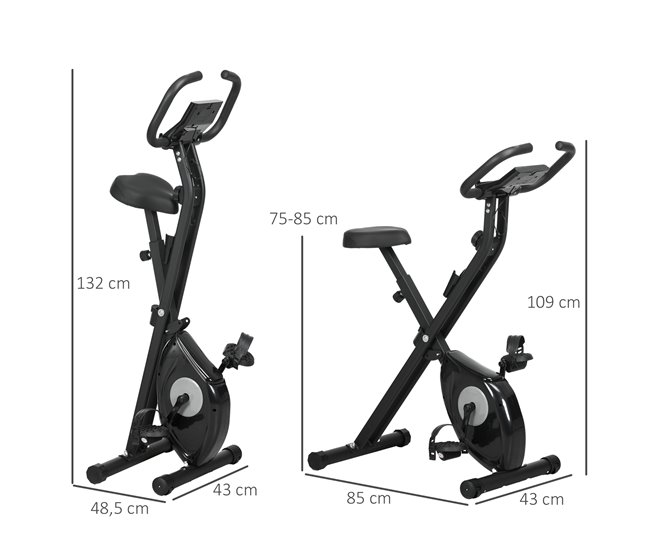 Bicicleta Estática Dobrável Aço, ABS, EVA HOMCOM Preto