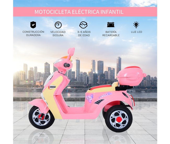 Moto elétrica metal e PP HOMCOM Rosa