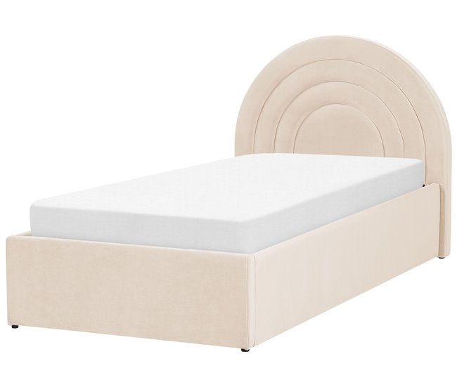 Beliani Cama com armazenamento Veludo ANET 98x218 Azul Claro