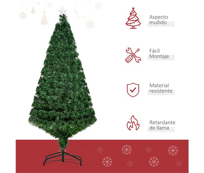 Árvore de Natal PVC e Metal HOMCOM, casa - natal Verde